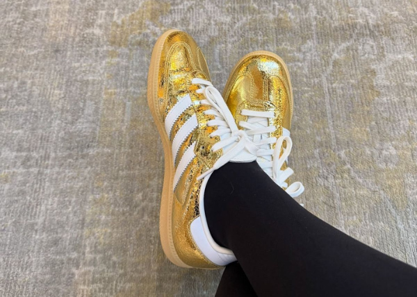 Adidas Samba OG Gold Metallic Cracked Leather Outfit
