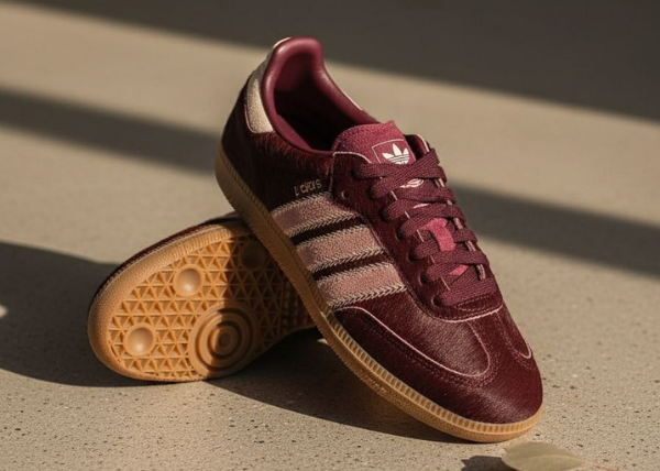Adidas Samba OG Maroon Sand Strata Pony Outfit