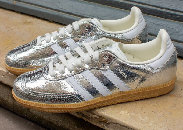 Adidas Samba OG Silver Metallic Cracked Leather Outfit 2