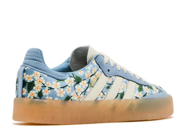 Adidas Sambae Liberty London Floral Embroidery Blue Cream White Back
