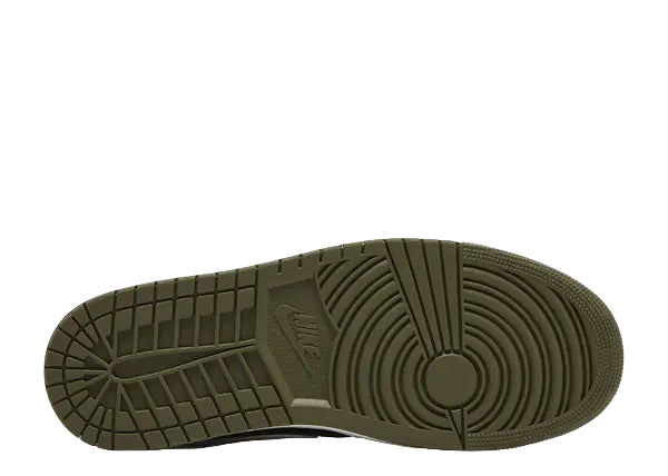 Jordan 1 Mid Black White Olive Bottom