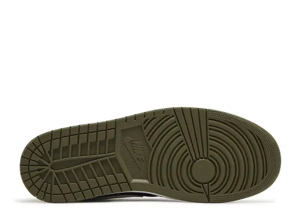 Jordan 1 Mid Black White Olive Bottom