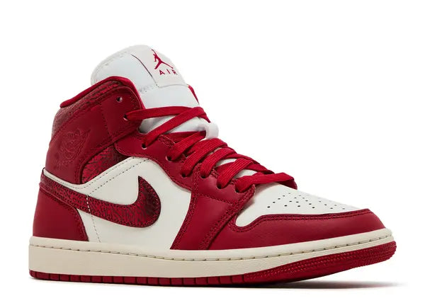 Jordan 1 Mid SE Red Cracked Leather Front