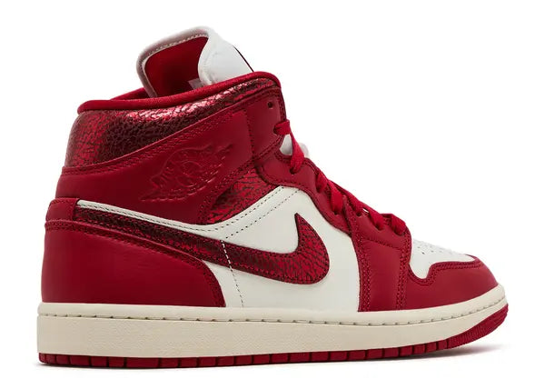 Jordan 1 Mid SE Red Cracked Leather Back
