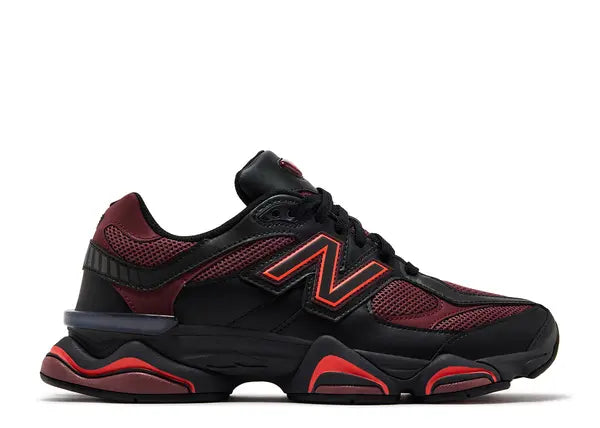 New Balance 9060 Black Washed Burgundy Side