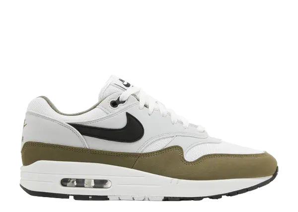 Nike Air Max 1 White Black Medium Olive Side