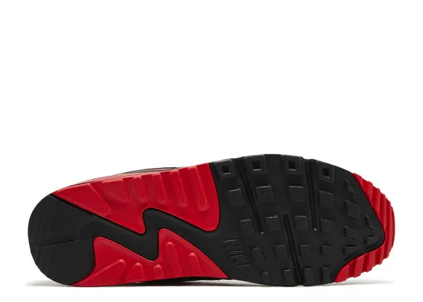 Nike Air Max 90 Smoke Grey Fire Red Bottom