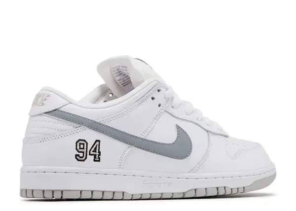 Nike SB Dunk Low Supreme White Metallic Silver Back