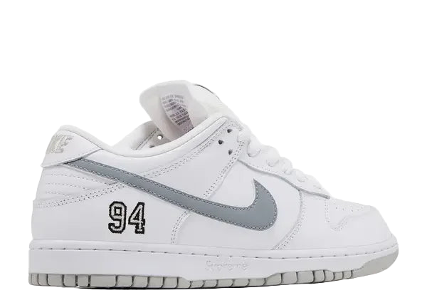 Nike SB Dunk Low Supreme White Metallic Silver Back