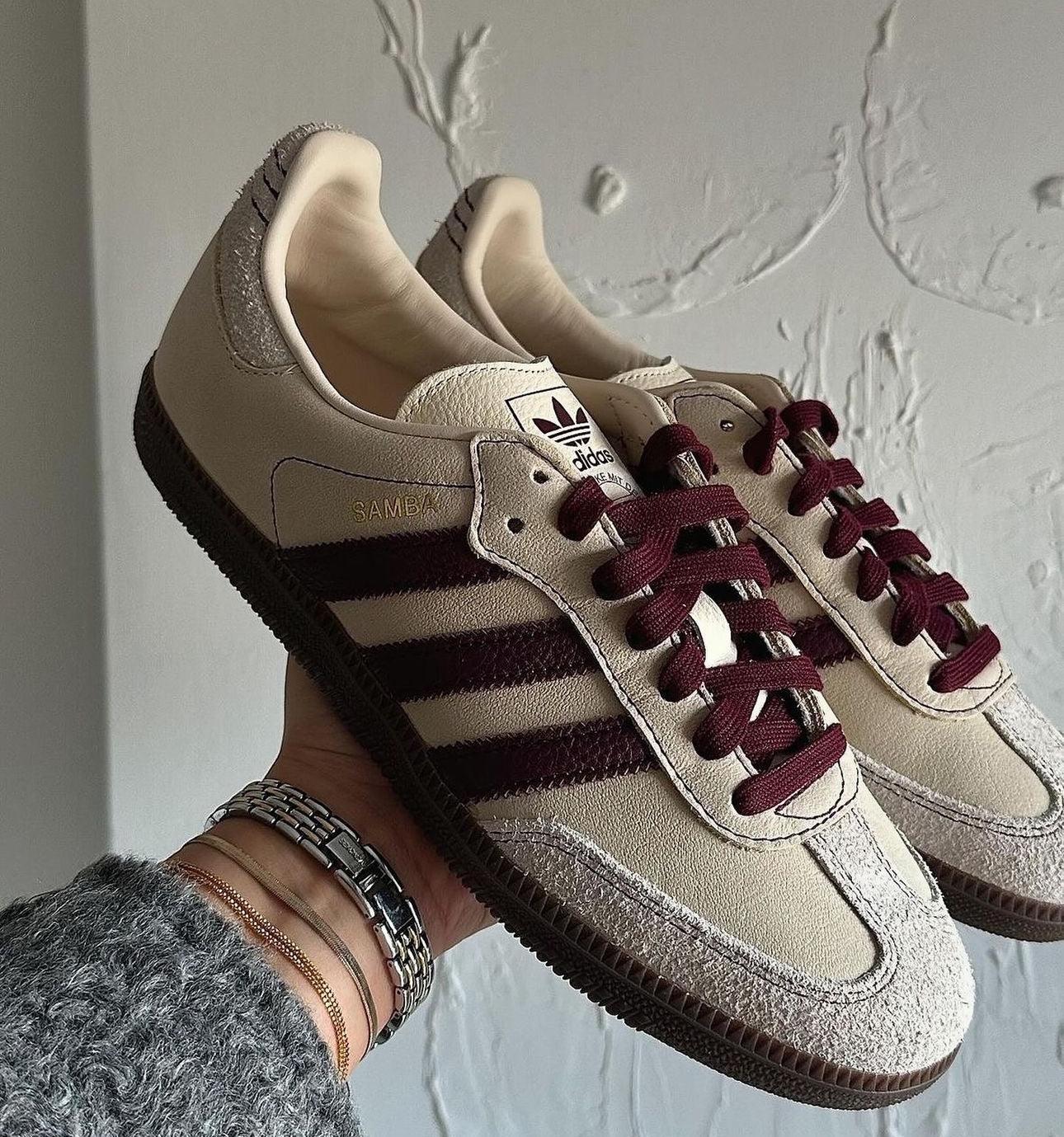 Adidas Samba Wonder White Maroon Outfit