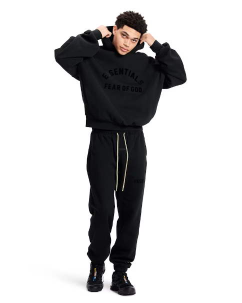 Fear of God Essentials Arch Logo Hoodie Jet Black Outfit