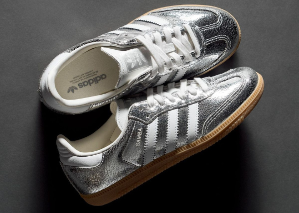 Adidas Samba OG Silver Metallic Cracked Leather Outfit 1