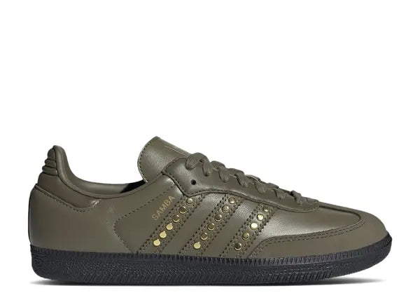 Adidas Samba OG Studded Stripes Dark Khaki Black