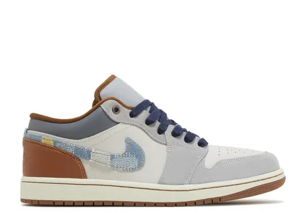 Jordan 1 Low SE Phantom Repaired Denim Swoosh Side