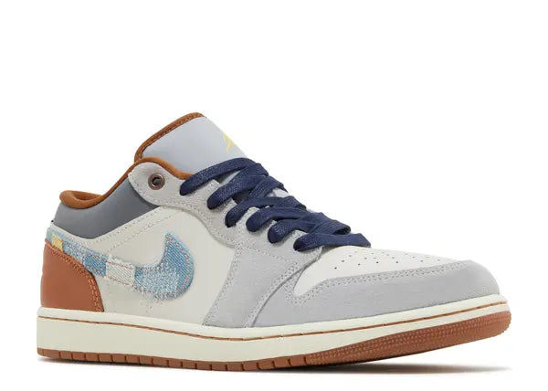 Jordan 1 Low SE Phantom Repaired Denim Swoosh Front