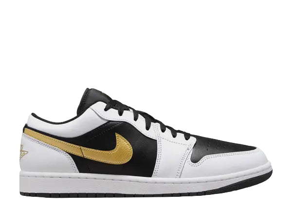 Jordan 1 Low White Black Metallic Gold Swoosh Side