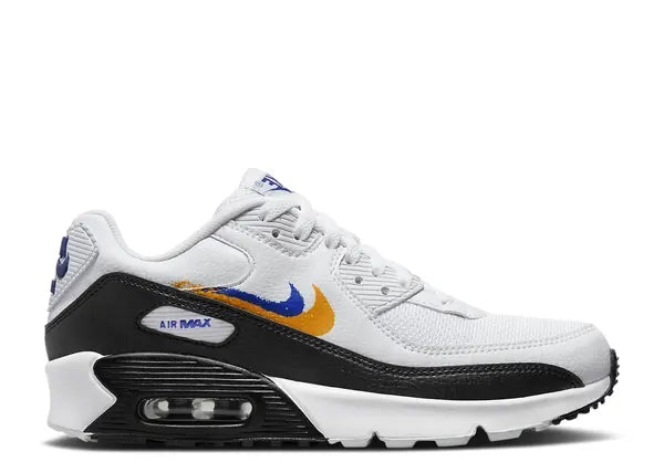 Nike Air Max 90 Double Swoosh White Black Gold Royal (GS)