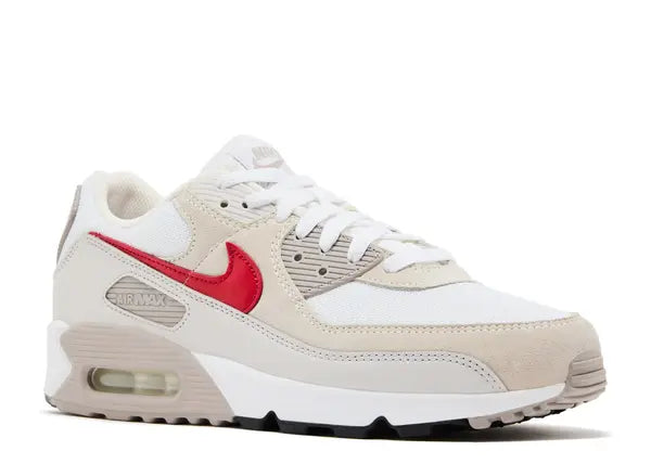Nike Air Max 90 White College Grey Vast Grey University Red Front