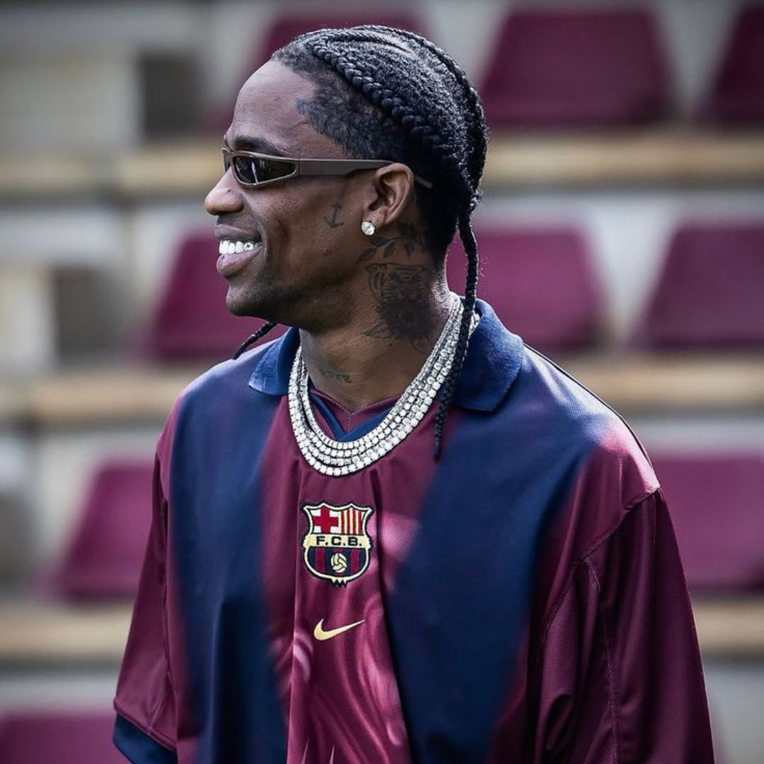 Travis Scott x Nike x FC Barcelona Retro 200001 Home Skeleton Jersey Outfit