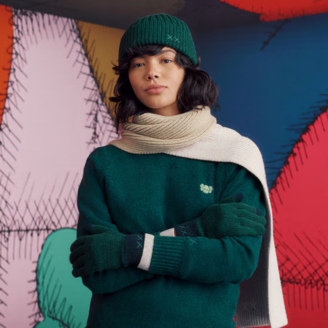 Uniqlo x KAWS Lambswool Crewneck Sweater Green
