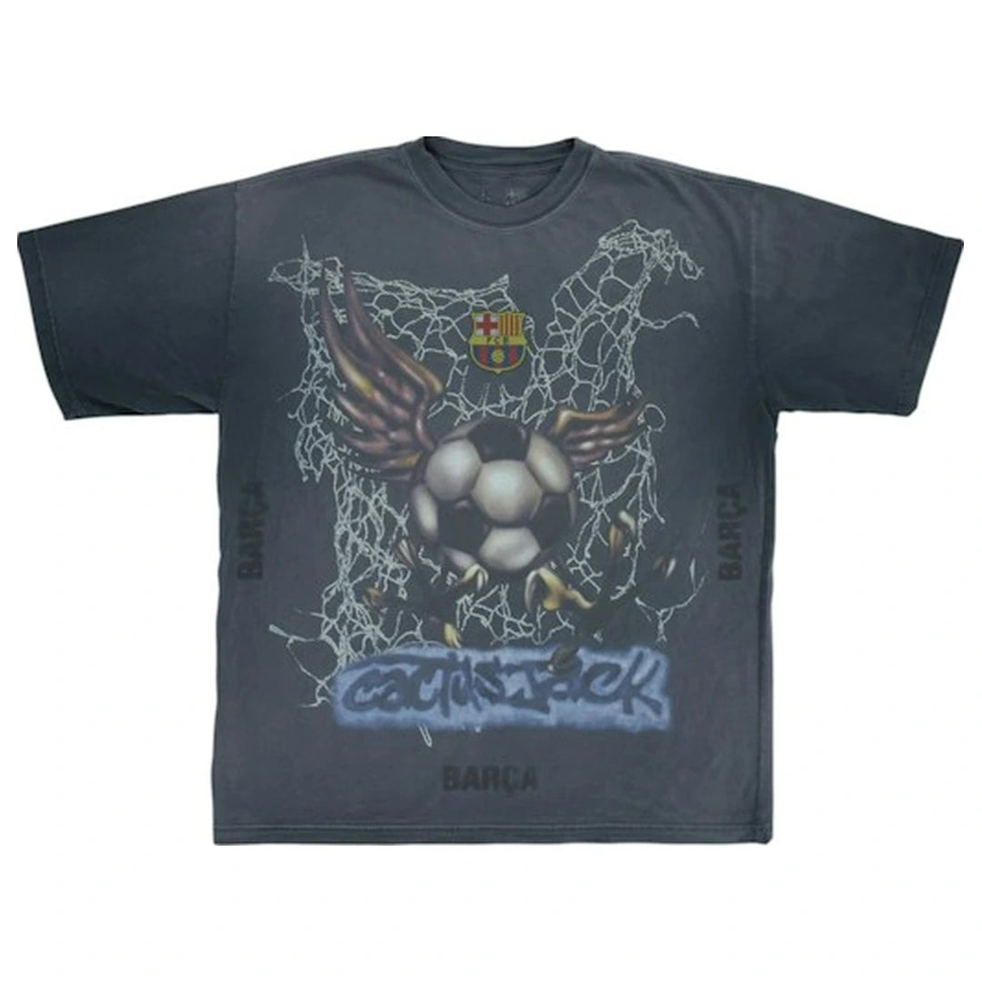 Travis Scott x FC Barcelona Washed Spray Logo Tee Front