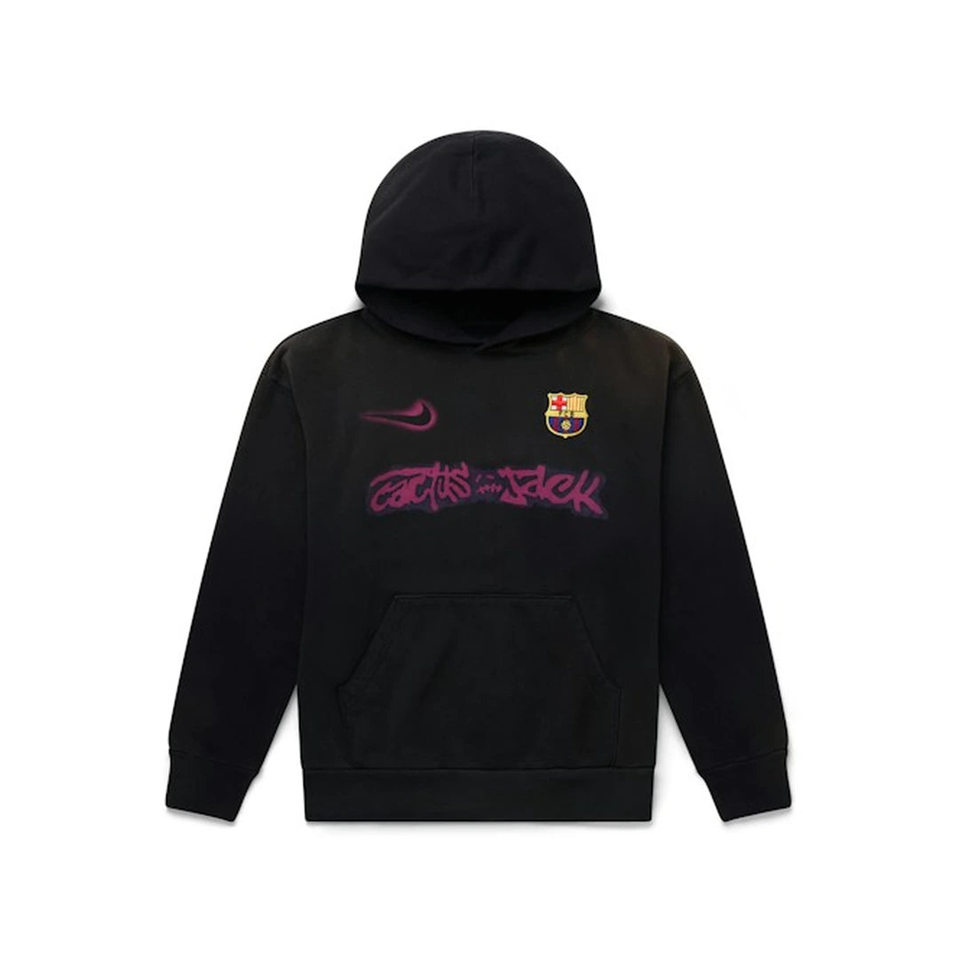 Travis Scott x Nike x FC Barcelona Spray Logo Hoodie Black Front
